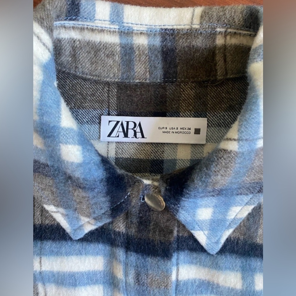 Stylish Zara Plaid Cropped Jacket 🤎 Oversized Fit Cozy Layering Piece Size S - Picture 4 of 9